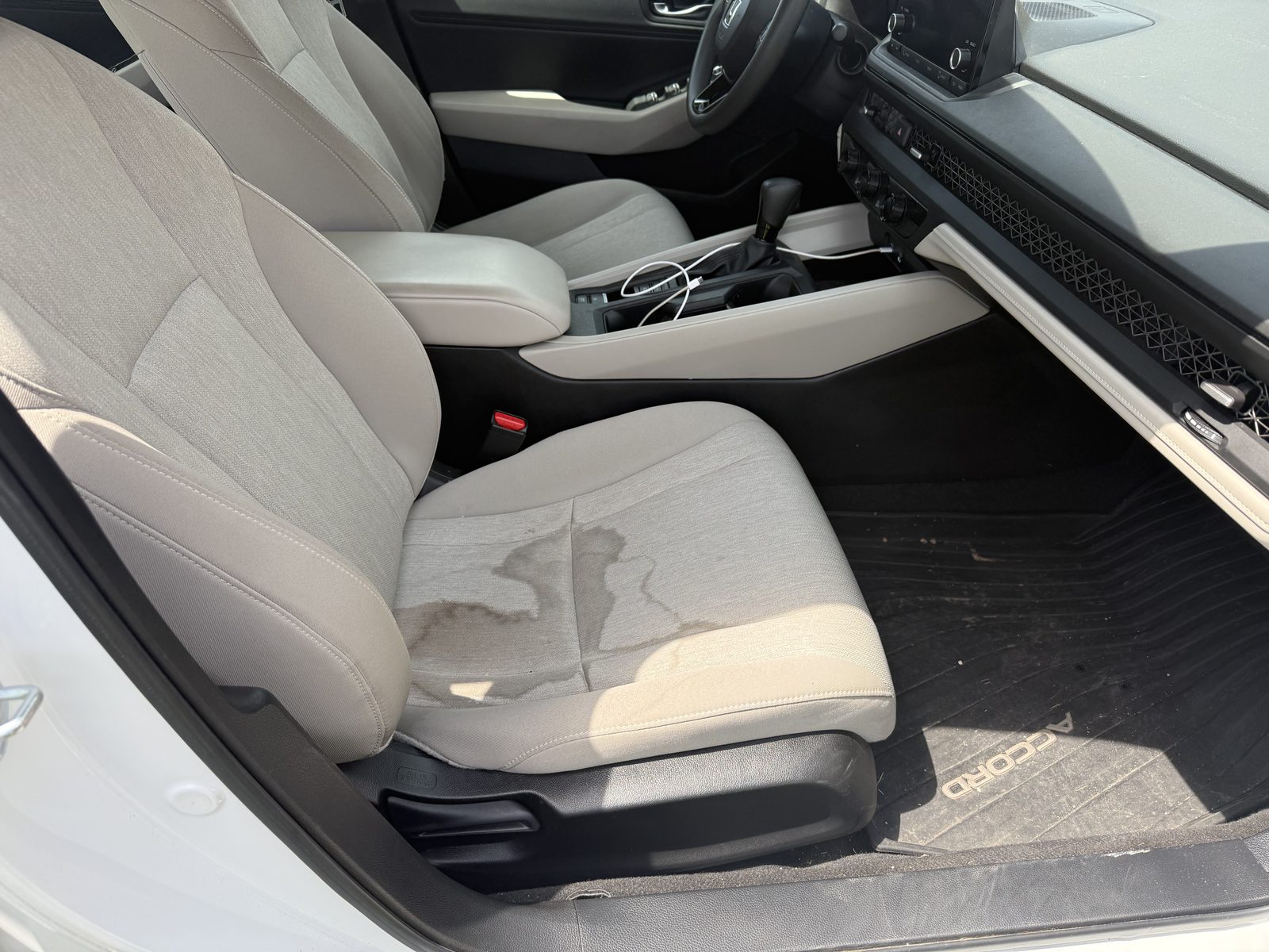 Seat before fabric cleaning